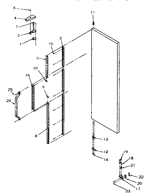 Refrigerator Door Hinge Diagram and Parts List for SSD25SL-P119042WL  Amana Refrigerator