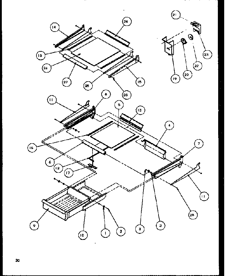Cabinet Shelving Diagram and Parts List for TG18RBW-P1158303WW  Amana Refrigerator