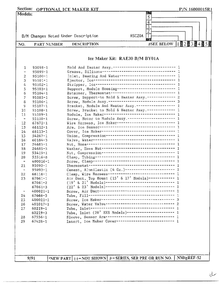 Optional Ice Maker Kit Page 2 Diagram and Parts List for 20591  Maytag Refrigerator