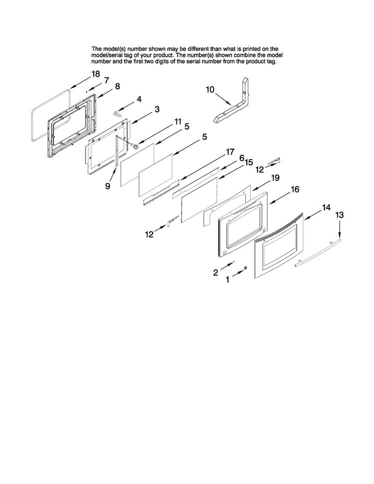 Door Parts Diagram and Parts List for JES8750BAS17  Jenn-Air Range