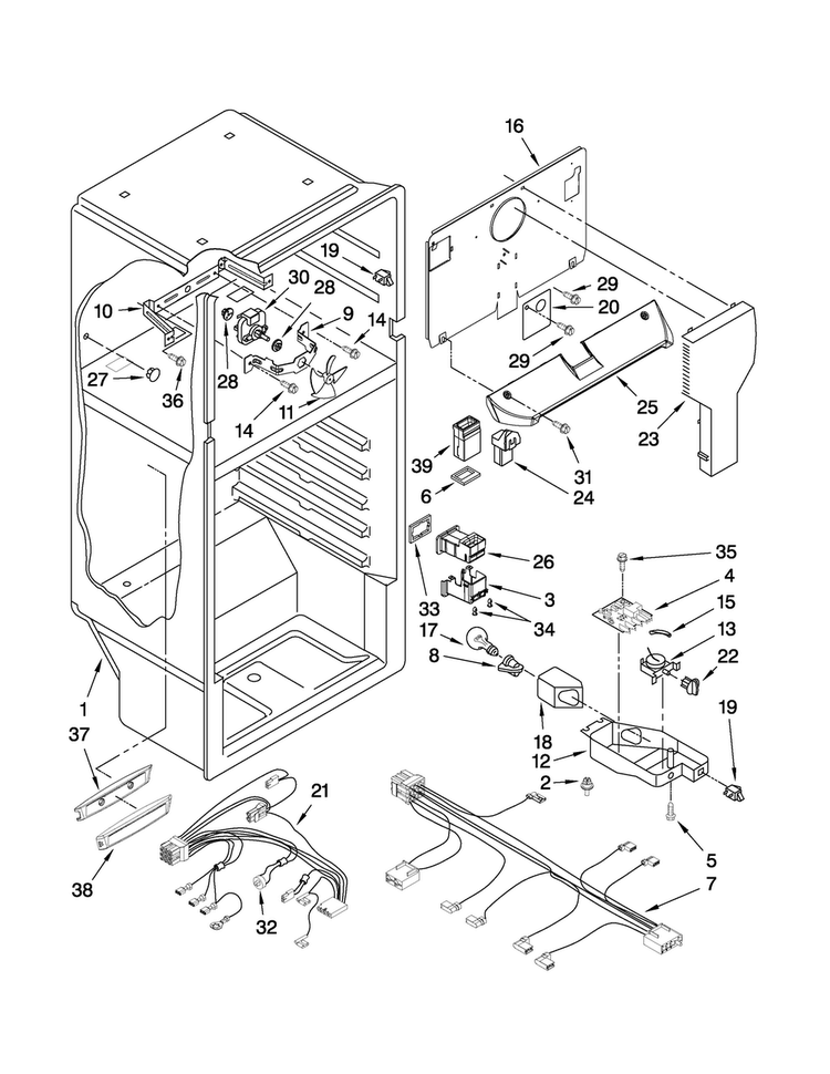 Liner Parts Diagram and Parts List for M8RXCGFXB00  Maytag Refrigerator