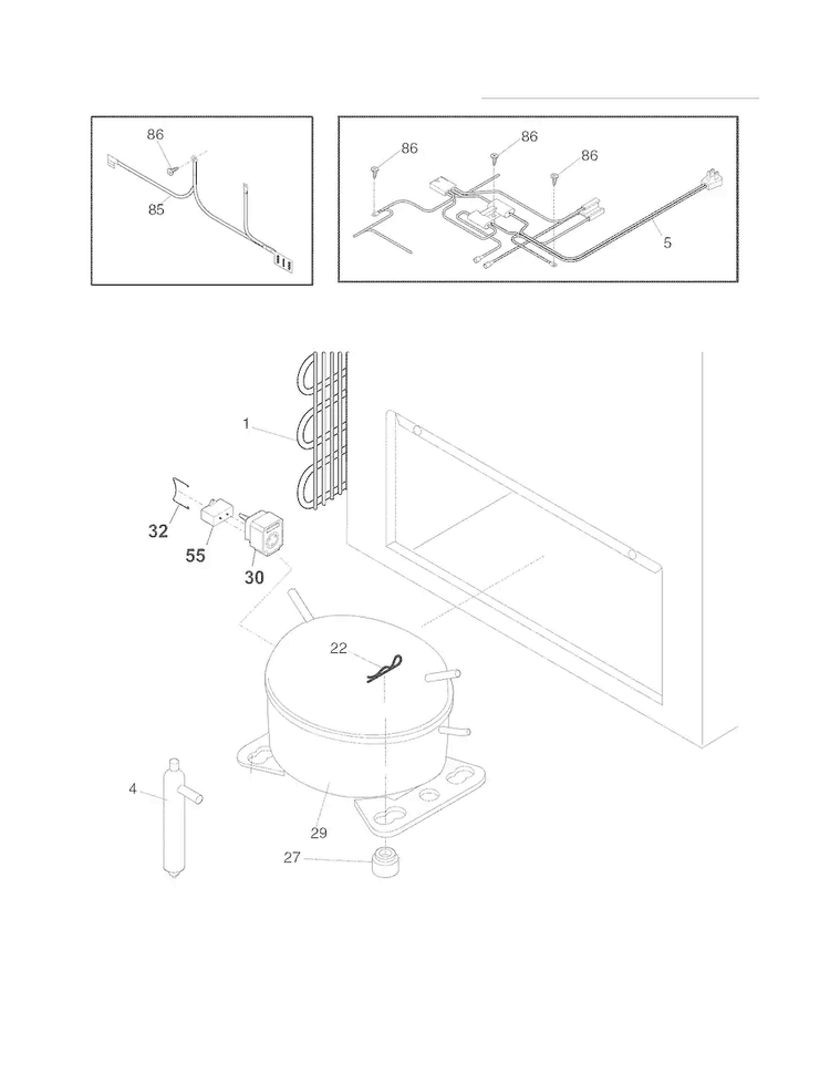 System Diagram and Parts List for CFC09LW5  Crosley Freezer