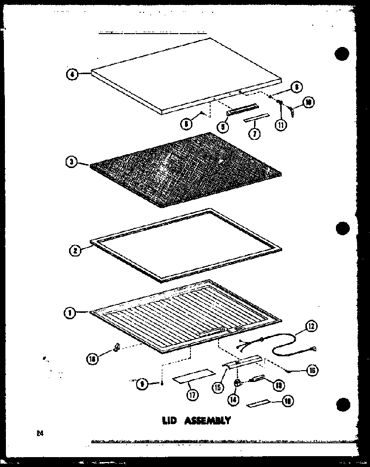 Lid Assembly Diagram and Parts List for C11F-AG P60116-41WG Amana Freezer