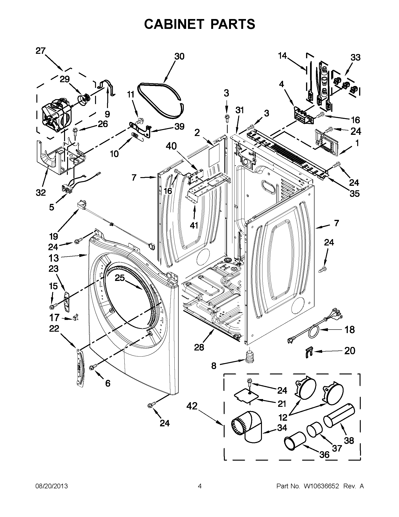 03 - CABINET PARTS Diagram and Parts List for YNED5700BW0  Maytag Dryer