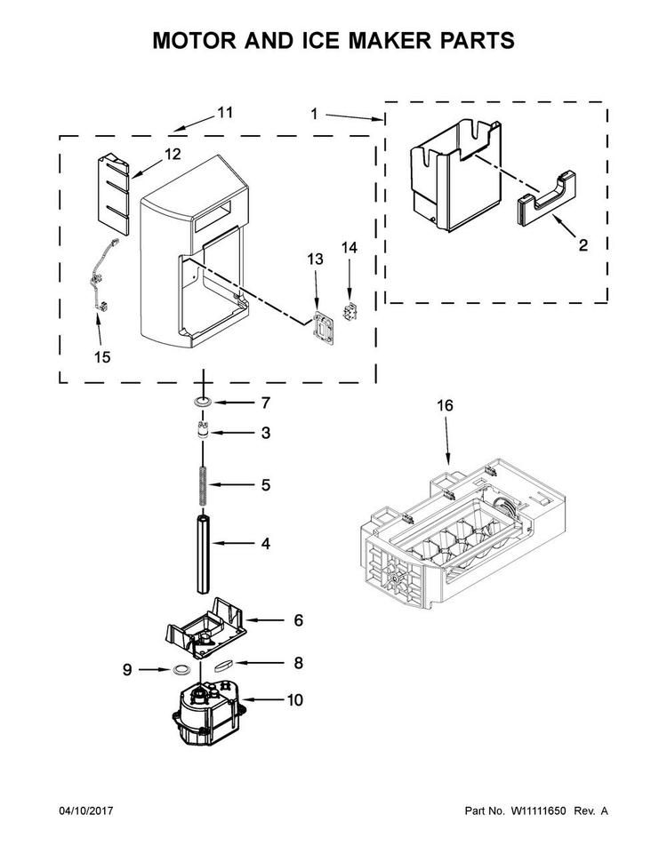 Motor And Ice Maker Parts Diagram and Parts List for MSC21C6MEZ00  Maytag Refrigerator
