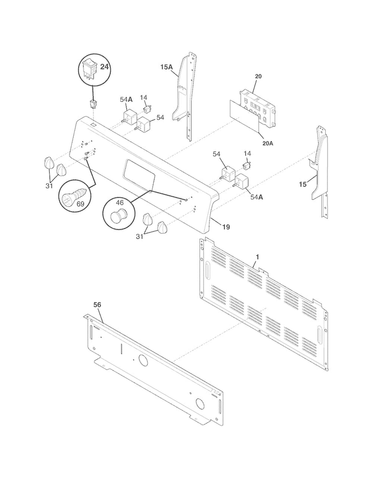 Backguard Diagram and Parts List for CRE3580PWA  Crosley Range
