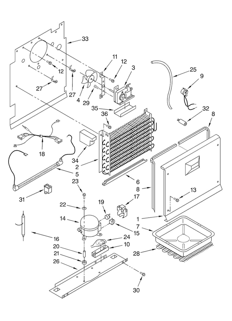 Unit Parts Diagram and Parts List for AQU2027BRW06  Amana Freezer