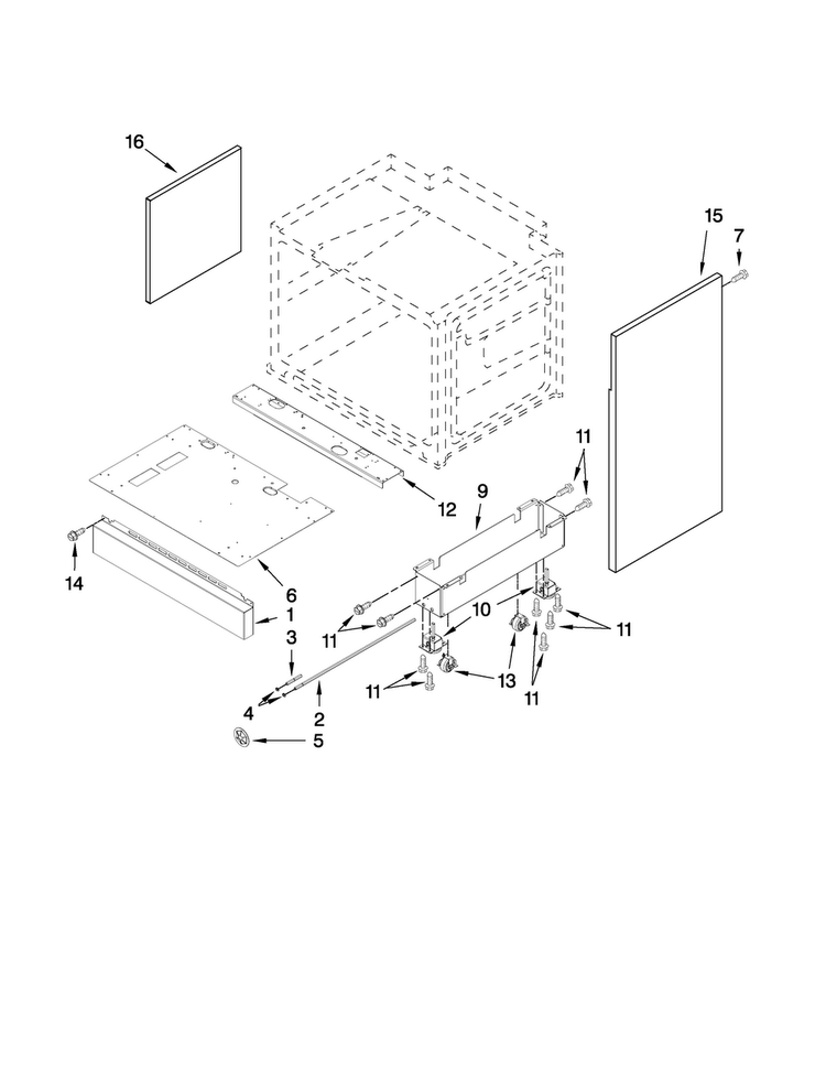 Chassis Parts Diagram and Parts List for YJDRP436WP00  Jenn-Air Range