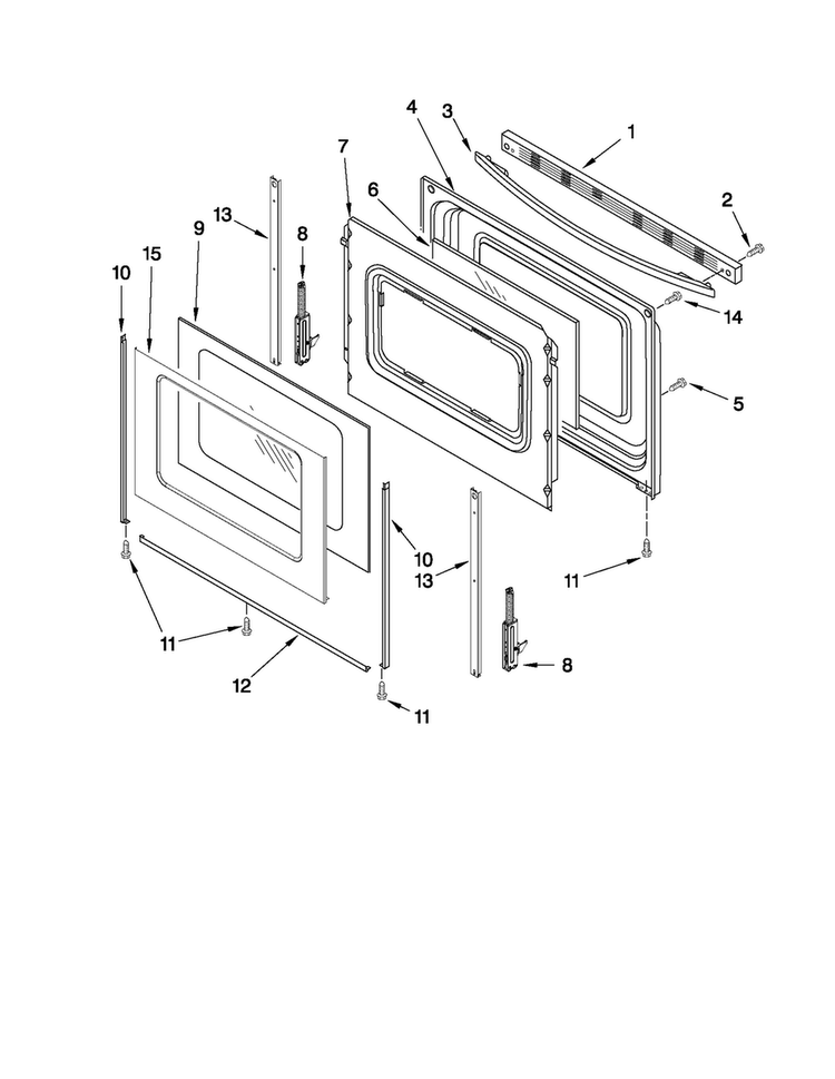Door Parts Diagram and Parts List for AER5823XAW1  Amana Range