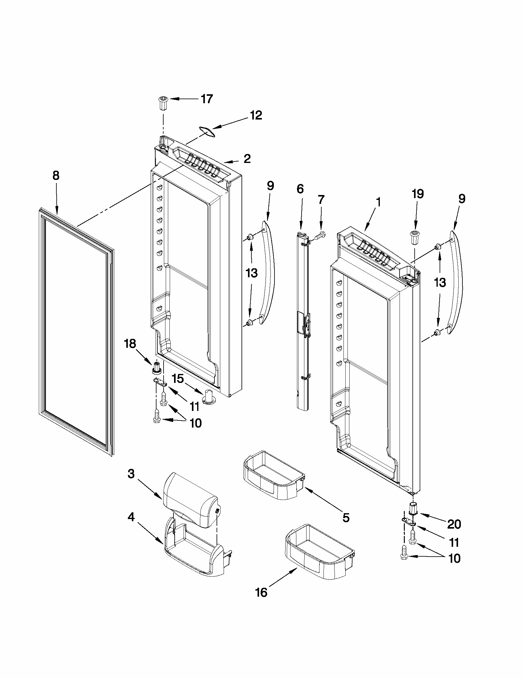 Refrigerator Door Parts Diagram and Parts List for G37026FEAS6  Maytag Refrigerator