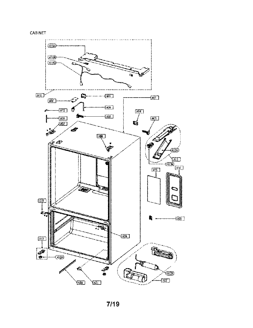 Cabinet Diagram and Parts List for 11173302910  Kenmore Refrigerator