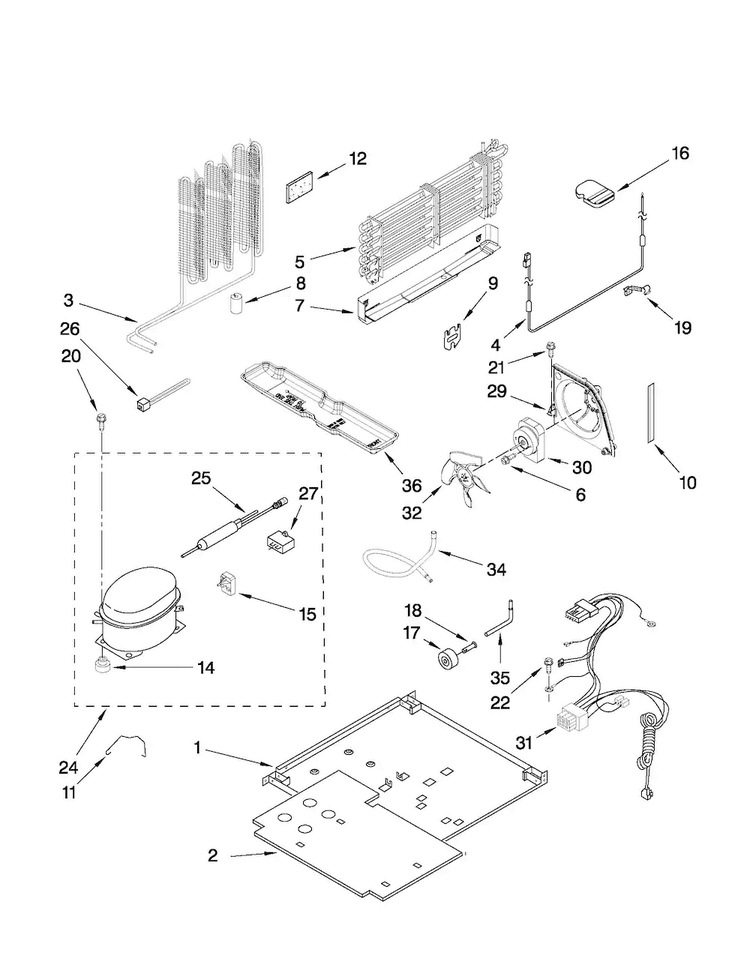 Unit Parts Diagram and Parts List for M1TXEMMWQ02  Maytag Refrigerator