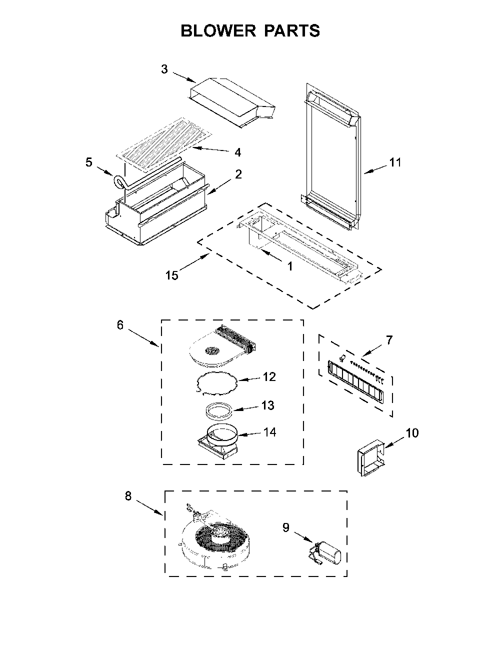 Blower Parts Diagram and Parts List for 66442793710  Kenmore Range