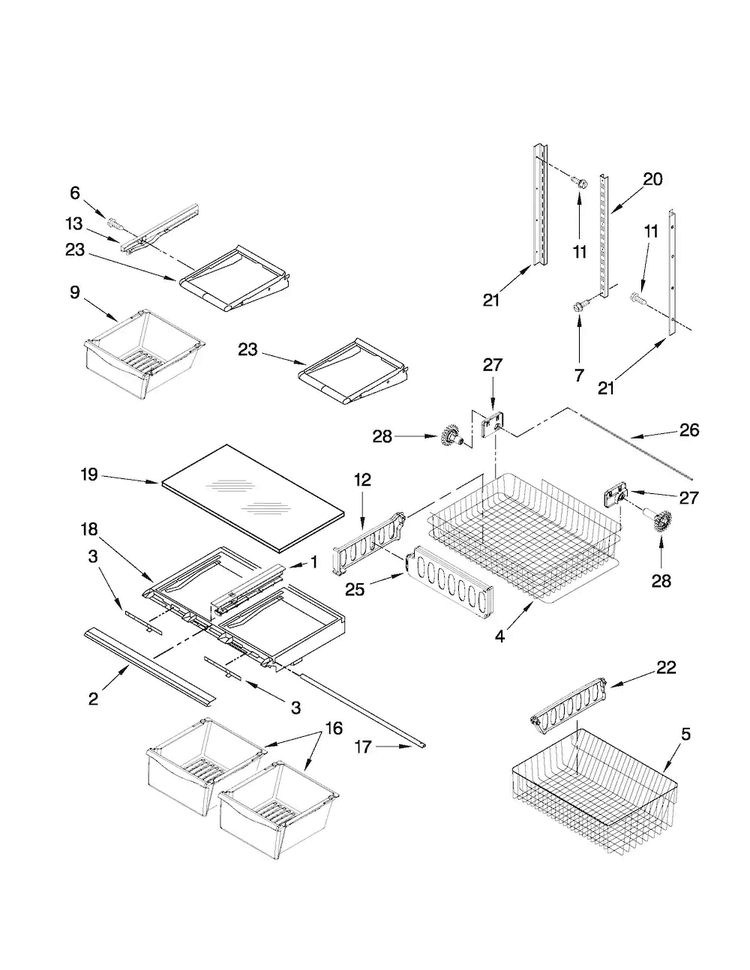 Shelf Parts Diagram and Parts List for ABB2224WEW2  Amana Refrigerator