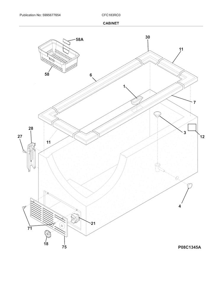 Cabinet Diagram and Parts List for CFC183RC0  Crosley Freezer