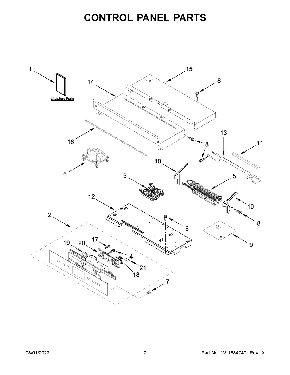 Control Panel Parts Diagram and Parts List for JJW2427LM01  Jenn-Air Wall Oven