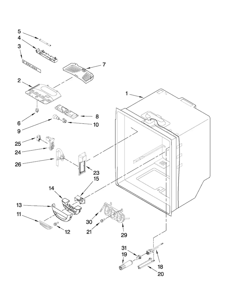 Refrigerator Liner Parts Diagram and Parts List for JFC2290VPR2  Jenn-Air Refrigerator