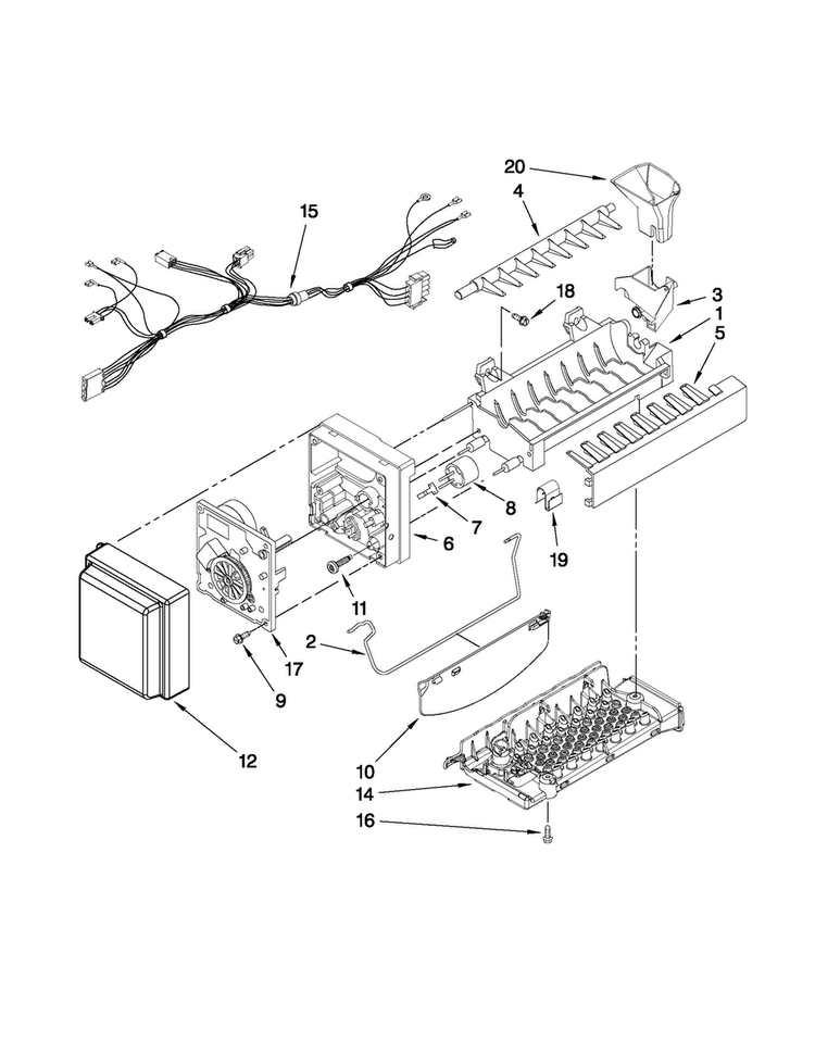 Icemaker Parts Diagram and Parts List for MFX2571XEM1  Maytag Refrigerator