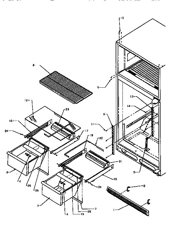 Cabinet Shelving Diagram and Parts List for TH18S3W-P1195301W  Amana Refrigerator