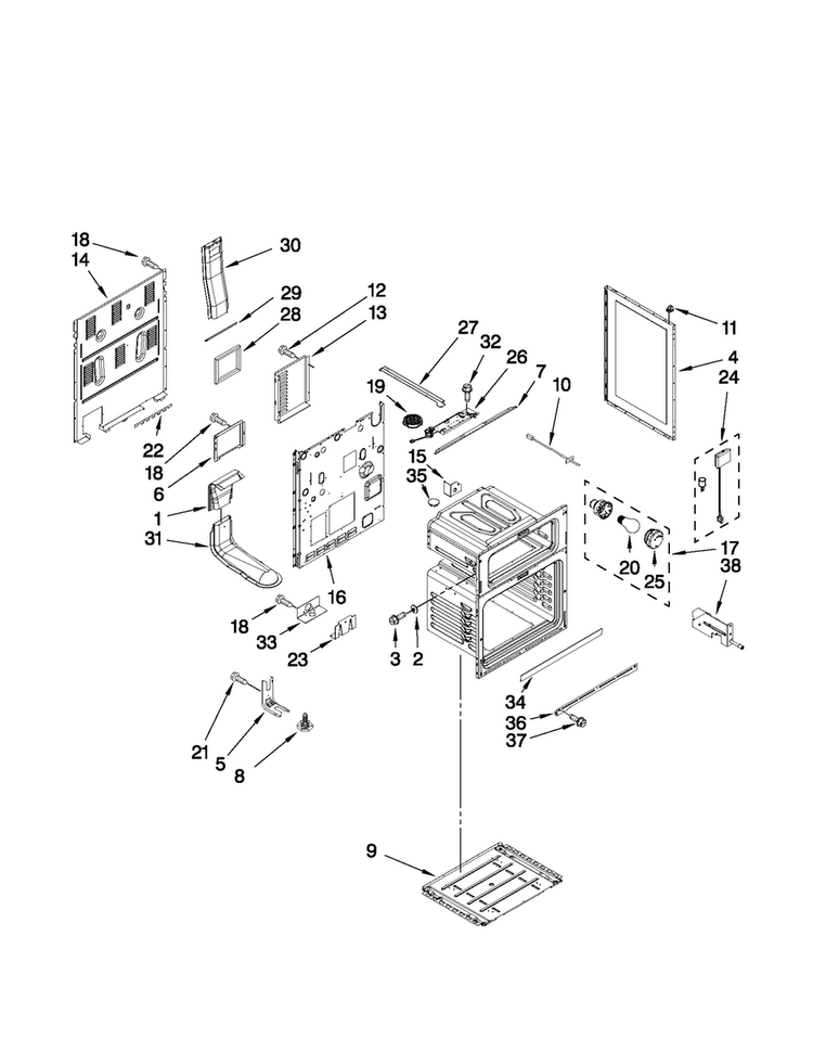 Chassis Parts Diagram and Parts List for MER6757BAS15  Maytag Range