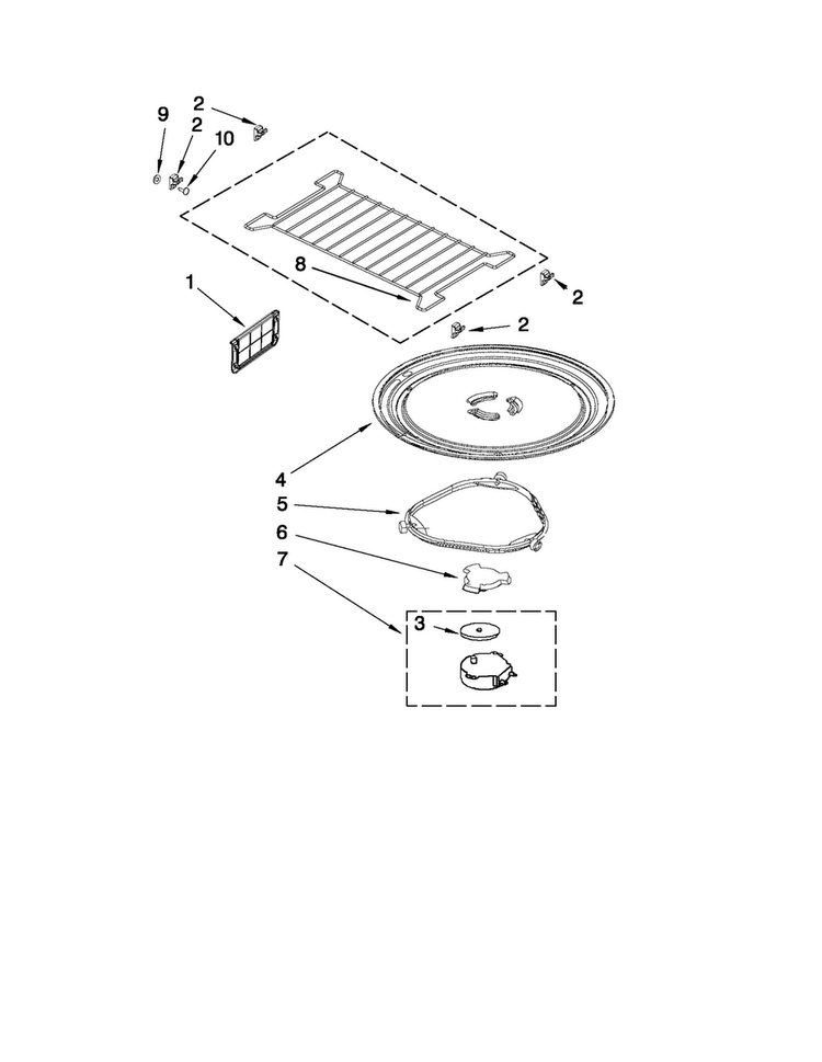 Turntable Parts Diagram and Parts List for JMV9186WP1  Jenn-Air Microwave