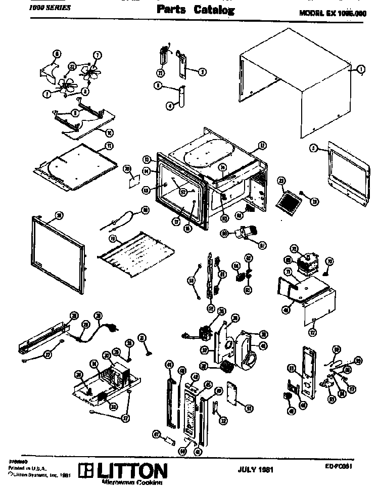 Replacement Parts Diagram and Parts List for EX1065000  Amana Microwave