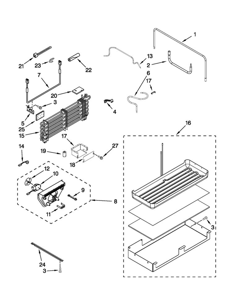 Lower Unit And Tube Parts Diagram and Parts List for JF42NXFXDW02  Jenn-Air Refrigerator
