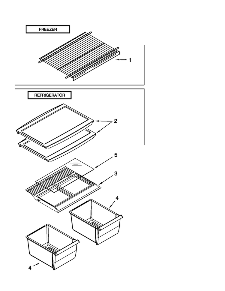 Shelf Parts Diagram and Parts List for A8TXEGFYB02  Amana Refrigerator