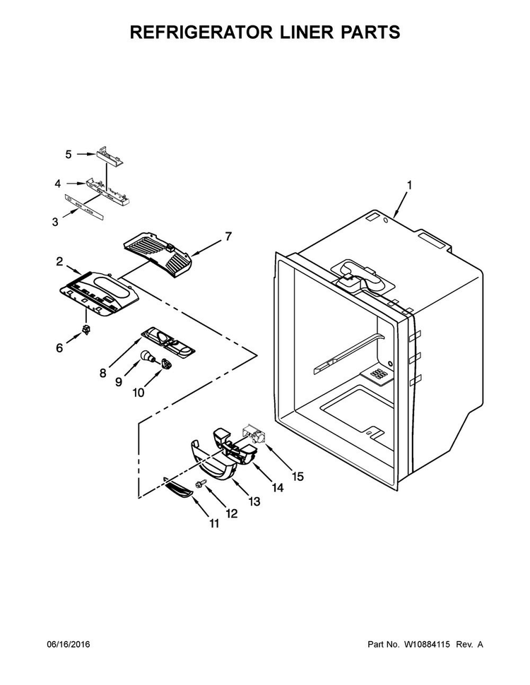 Refrigerator Liner Parts Diagram and Parts List for MBL1957FEZ00  Maytag Refrigerator
