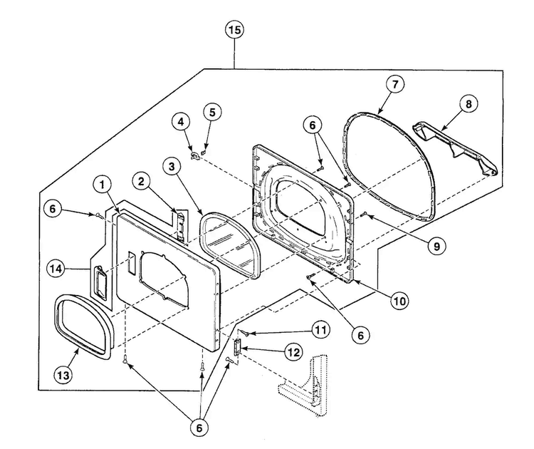 Door Assy Diagram and Parts List for SSEA17LJ  Speed Queen Dryer