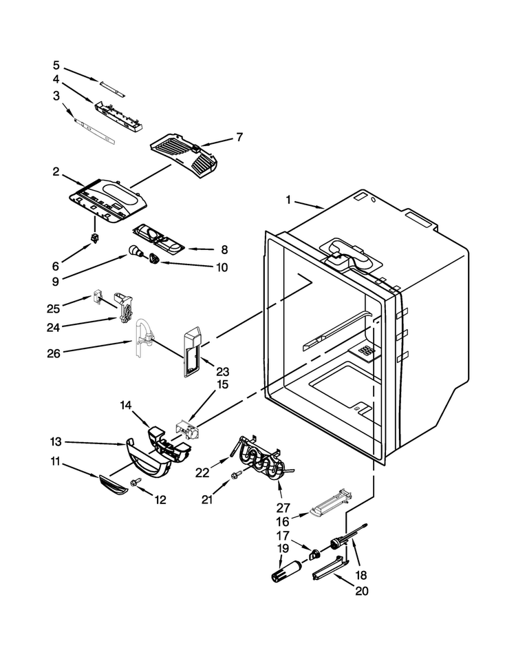 Refrigerator Liner Parts Diagram and Parts List for JFC2290RTB00  Jenn-Air Refrigerator