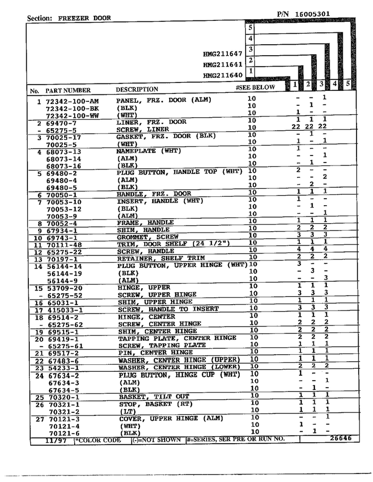 Freezer Door Page 2 Diagram and Parts List for 211640  Admiral Refrigerator