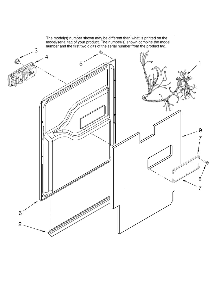 Door And Latch Parts Diagram and Parts List for MDB8951BWB41  Maytag Dishwasher