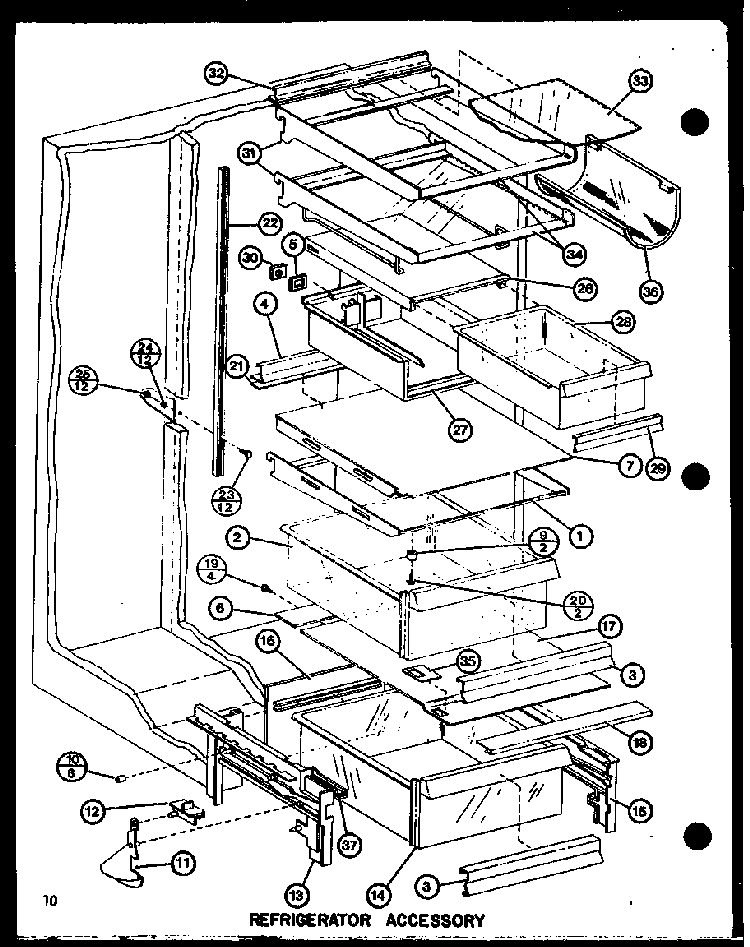 Refrigerator Accessory Diagram and Parts List for SLI22F1-L-P7700009WL  Amana Refrigerator