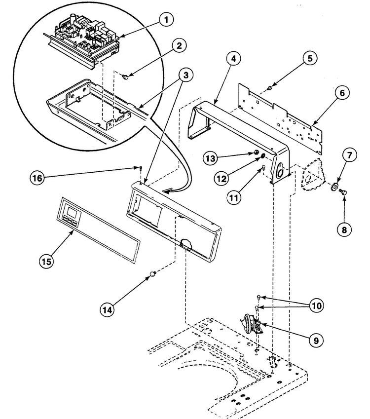 Control Panel Diagram and Parts List for SWT621LD  Speed Queen Washer