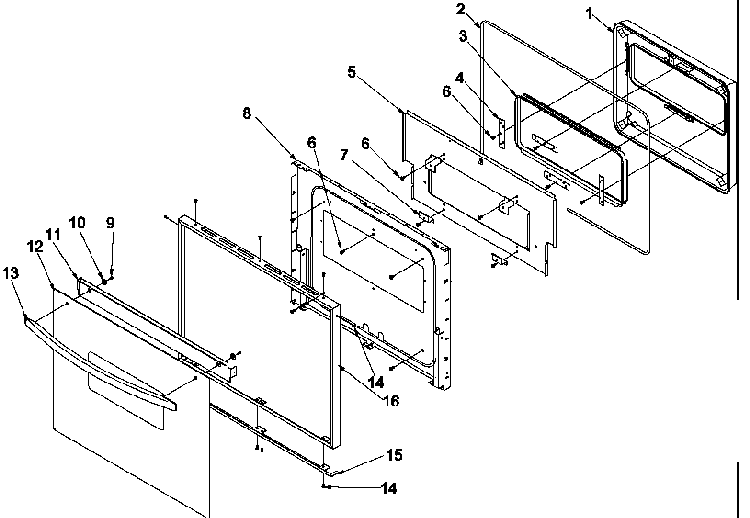 Oven Door Diagram and Parts List for AOES2730E-P1132357NE  Amana Wall Oven