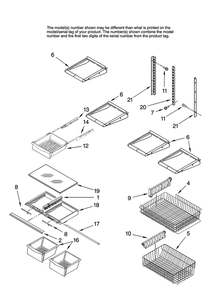 Shelf Parts, Optional Parts Diagram and Parts List for MBB1957VEB10  Maytag Refrigerator