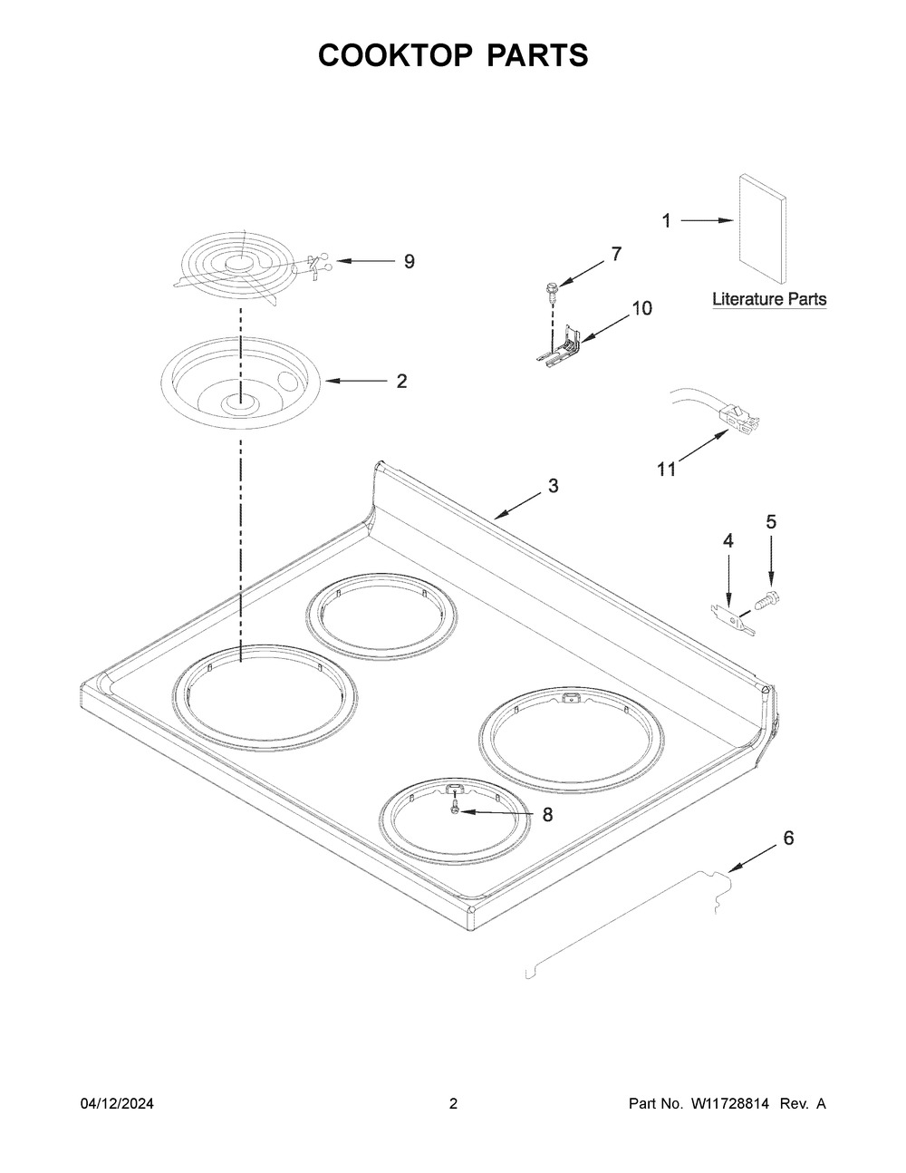 Cooktop Parts Diagram and Parts List for ACR4203MNB1  Amana Range