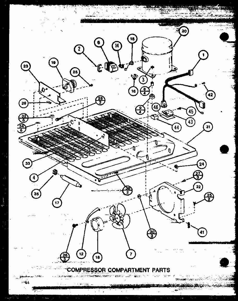 Compressor Compartment Parts (tl22m/p7858515w) (tli22m/p7858525w) Diagram and Parts List for TLI22M-P7858524W  Amana Refrigerator