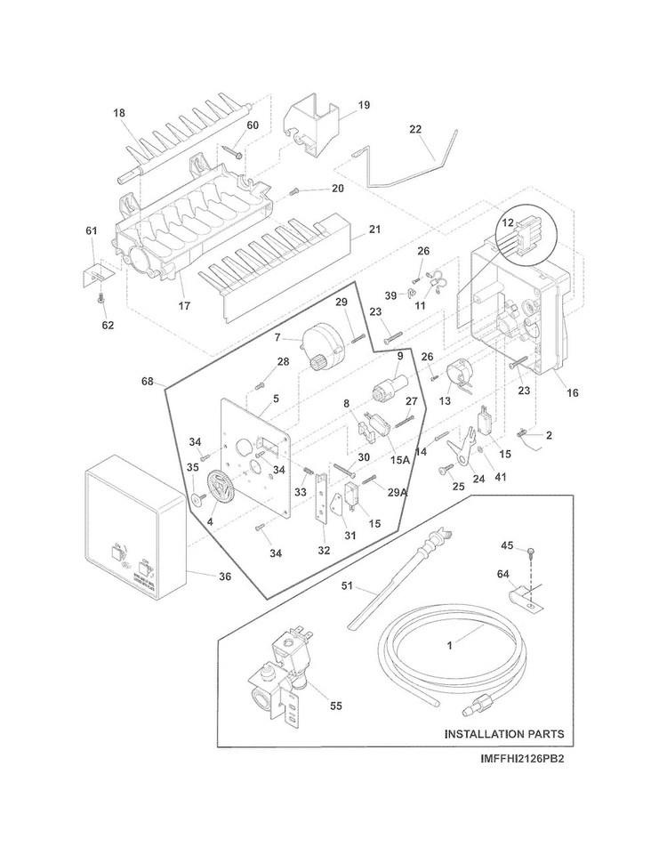 Ice Maker Diagram and Parts List for CRT185IPW3  Crosley Refrigerator