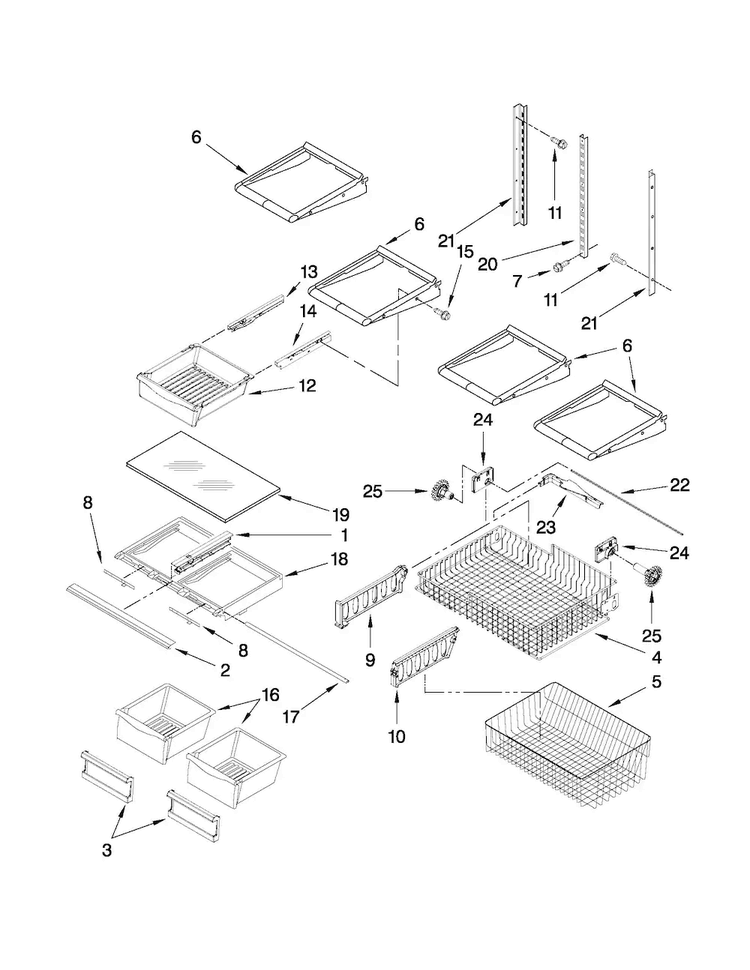 Shelf Parts Diagram and Parts List for MBF1958XEB4  Maytag Refrigerator