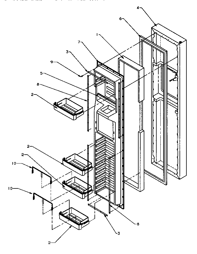 Freezer Door Diagram and Parts List for SPD25QA3W-P1181321WW  Amana Refrigerator