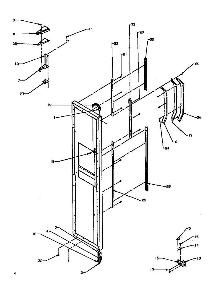 Freezer Door Hinge/trim Diagram and Parts List for SXD19NL-P1168802WL  Amana Refrigerator