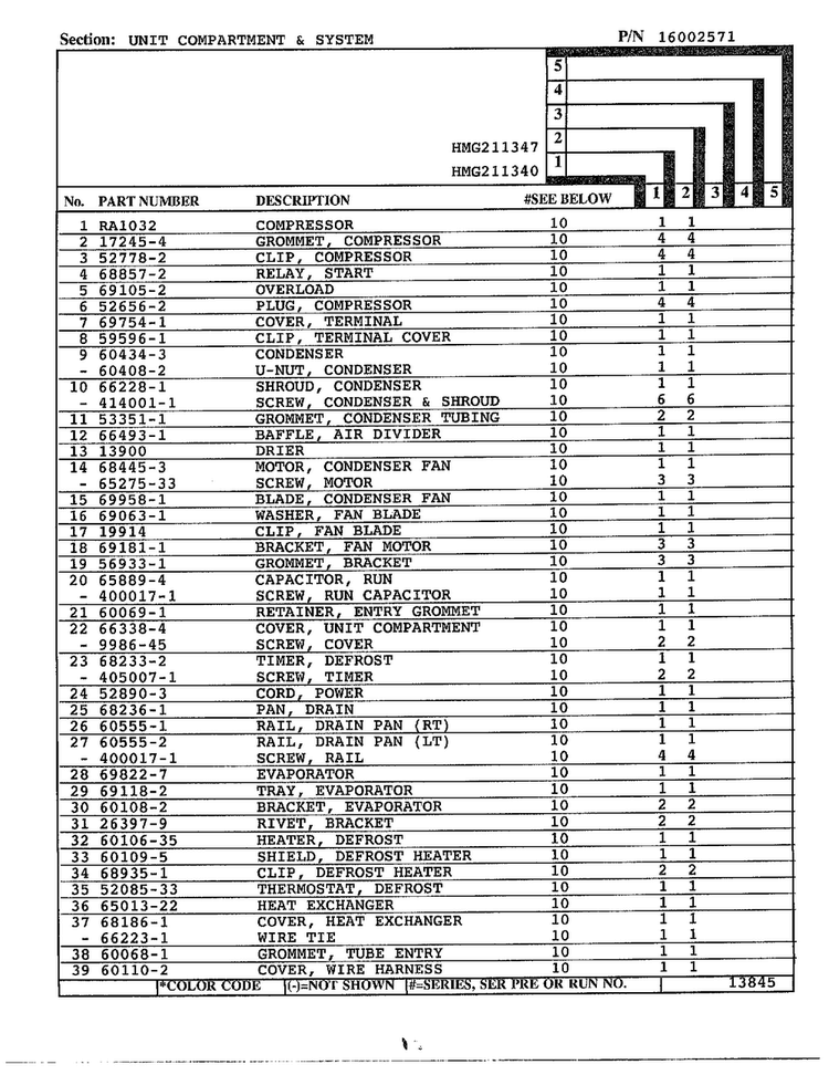 Unit Compartment And System Page 2 Diagram and Parts List for 211340  Admiral Refrigerator