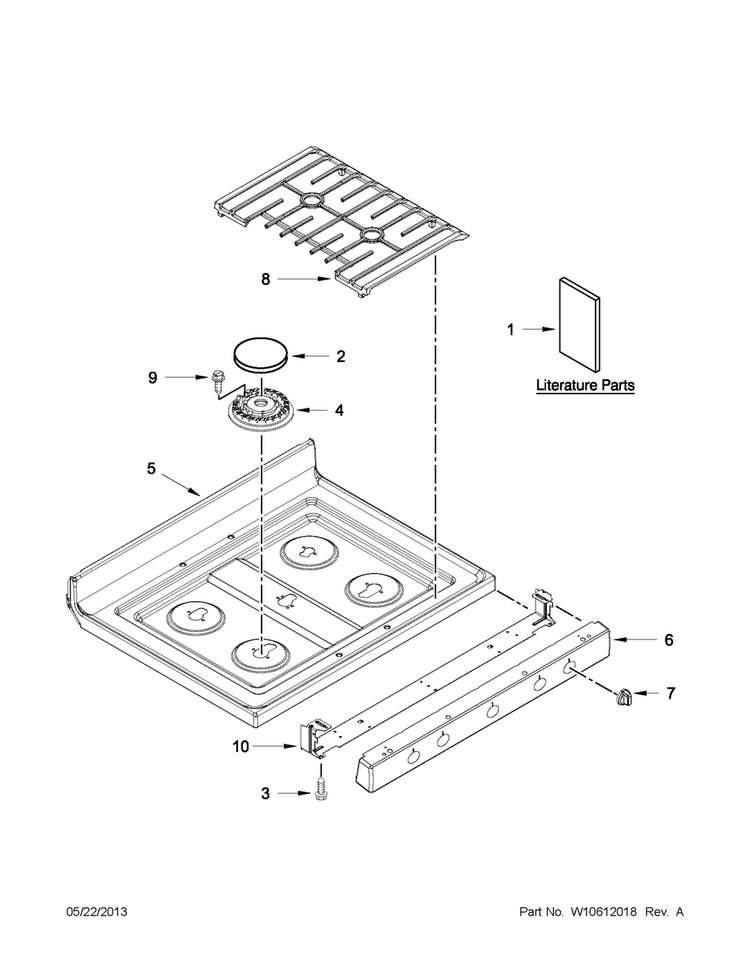 Cooktop Parts Diagram and Parts List for MGR8775AB1  Maytag Range