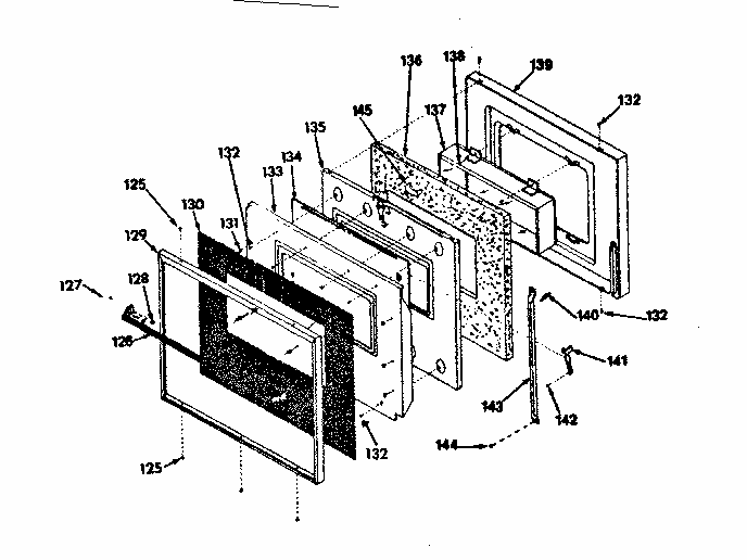 Self-cleaning Oven Door Diagram and Parts List for 8504428190  Kenmore Microwave