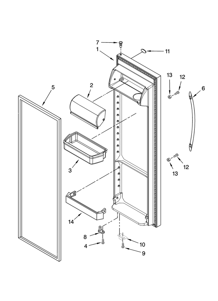 Refrigerator Door Parts Diagram and Parts List for MSD2552VEB00  Maytag Refrigerator