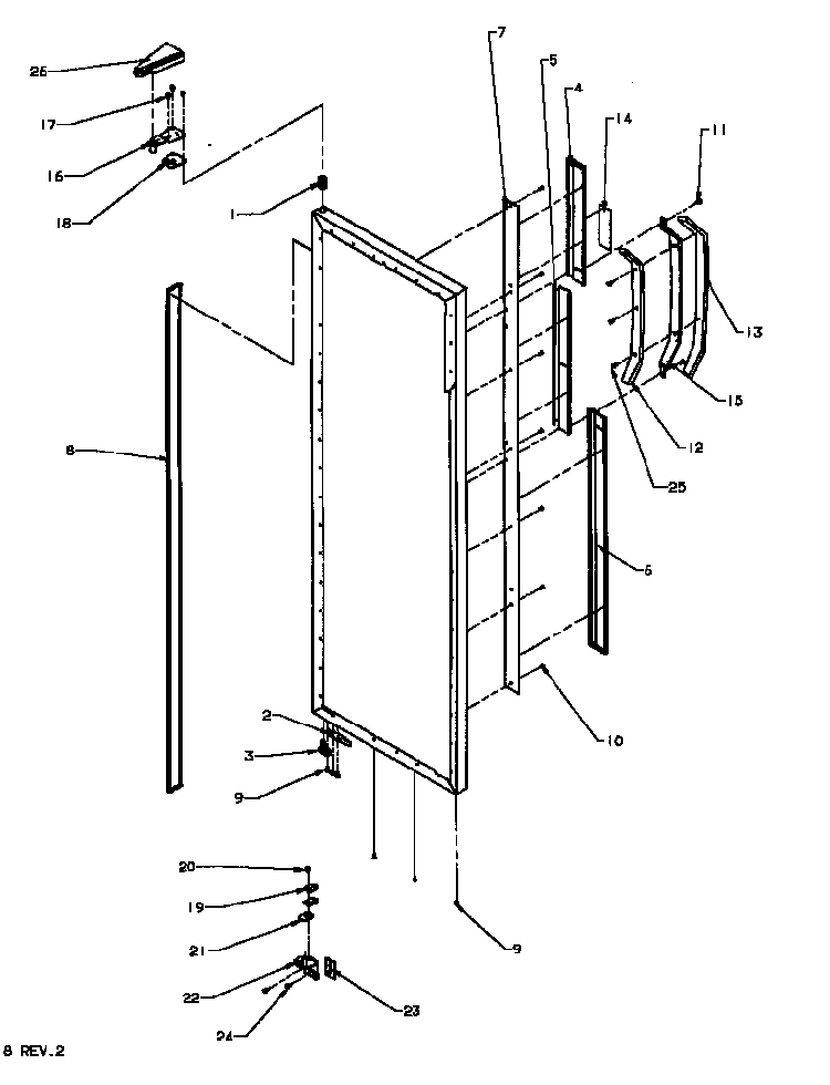 Refrigerator Door Hinge And Trim Parts Diagram and Parts List for SS22NBW-P1162706WW  Amana Refrigerator