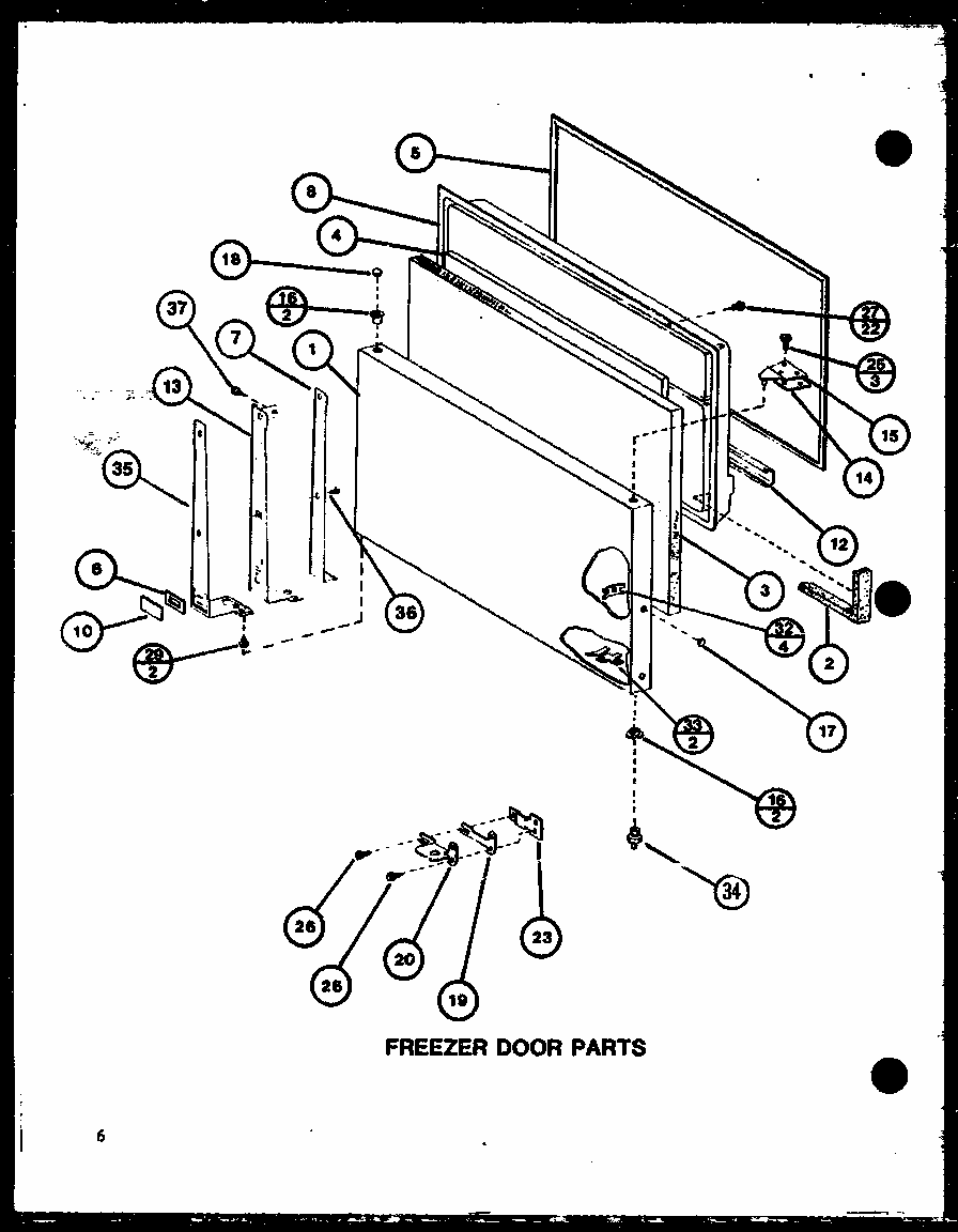 Freezer Door Parts (tm16k1/p7791108w) (tm16k1/p7791109w) (tm16k/p7791110w) (tm16k/p7791111w) (tmi16k/p7791112w) (tmi16k/p7791113w) Diagram and Parts List for TM20K-P7791118W  Amana Refrigerator