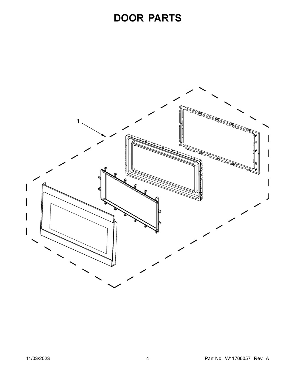 Door Parts Diagram and Parts List for YAMV2307PFS09  Amana Microwave